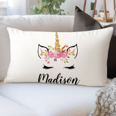 ユニコーン顔パーソナライズされた名 ランバークッション