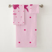 ユニコーン顔ピンクグリッターガーリーキッズ バスタオルセット (インサイチュ)