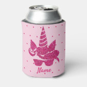 ユニコーン顔ピンクグリッターガーリーキッズ 缶クーラー (缶裏面)