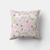 ユニコーン顔ピンク牡丹フローラ幻想的なアートワーク™ クッション (裏面)