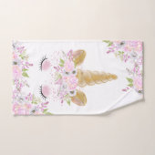 ユニコーン顔ピンク牡丹フローラ幻想的なアートワーク™ バスタオルセット (ハンドタオル)