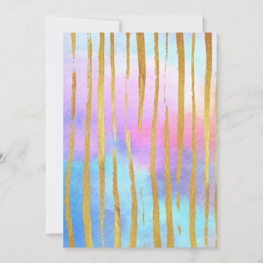 ユニコーン顔ピンク金ゴールドベビーシャワー招待状 招待状 (裏面)