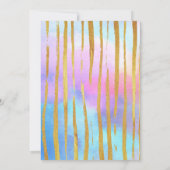 ユニコーン顔ピンク金ゴールド誕生日パーティー 招待状 (裏面)