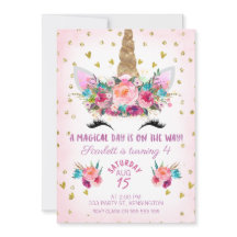 ユニコーン顔フローラ誕生日招待状