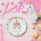 ユニコーン顔フローラ誕生日 ペーパープレート (パーティー)