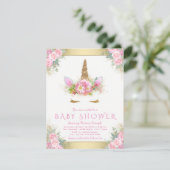 ユニコーン顔ベビーガールシャワー招待状 招待状 (スタンド正面)