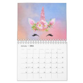 ユニコーン顔ホーングリッターピンクローズアクアウォーターコロ カレンダー (1月 2026)