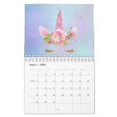 ユニコーン顔ホーングリッターピンクローズアクアウォーターコロ カレンダー (3月 2026)