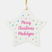 ユニコーン顔メリークリスマスグリッター セラミックオーナメント (裏面)