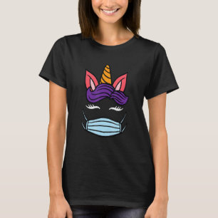 ユニコーン顔呼吸器マスクフラワーズウーム Tシャツ