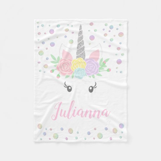 ユニコーン顔毛布 フリースブランケット (正面)