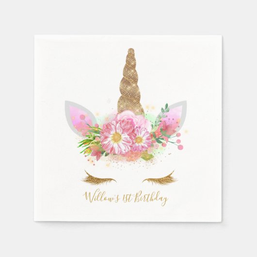 ユニコーン顔紙ナプキン スタンダードカクテルナプキン (正面)