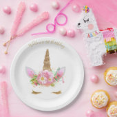 ユニコーン顔紙プレート ペーパープレート (パーティー)