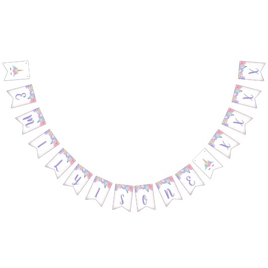 ユニコーン顔誕生日バナパーソナライズされたー バンティングフラッグ (全)