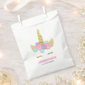 ユニコーン顔誕生日好意バッグマジカルピンク金ゴールド フェイバーバッグ (クリップ留めされた状態)