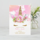 ユニコーン顔誕生日招待状 招待状 (スタンド正面)