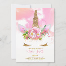 ユニコーン顔誕生日招待状 招待状