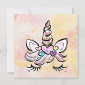 ユニコーン顔誕生日 招待状 (正面)