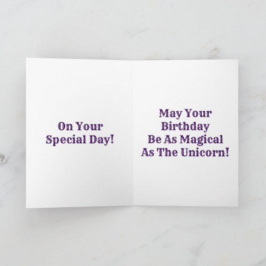 ユニコーン顔誕生日、赤と青のフローラ、ZKOA カード (内部)