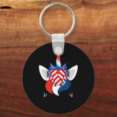 ユニコーン顔7月の4thかわいい女の子キッズティーン キーホルダー (正面)