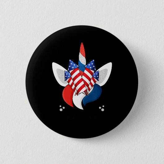 ユニコーン顔7月の4thかわいい女の子キッズティーン 缶バッジ (正面)