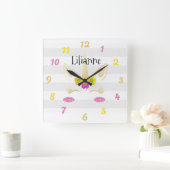 ユニコーン顔 スクエア壁時計 (ホーム)