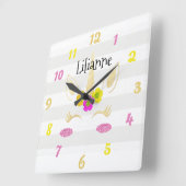 ユニコーン顔 スクエア壁時計 (傾斜)