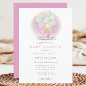 ユニコーン風船 ピンク 水彩 ガール ベイビーシャワー 招待状