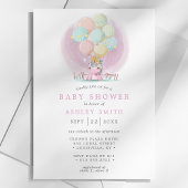 ユニコーン風船 ピンク 水彩 ガール ベイビーシャワー 招待状