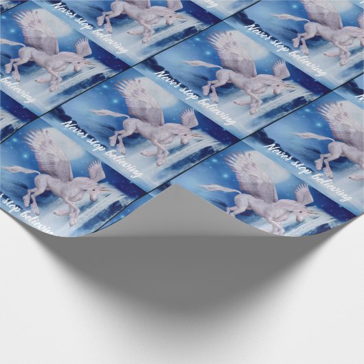 ユニコーン飛んでいるの滝信じファンタジー馬 ラッピングペーパー (角)