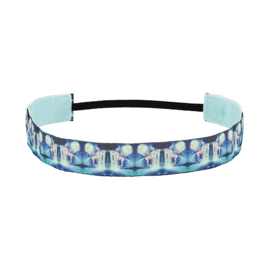 ユニコーン飛んでいるウォーターフォールファンタジーホースアート アスレチックヘッドバンド (正面)