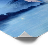 ユニコーン飛んでいるウォーターフォールファンタジーホースアート ポスター (角)