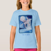 ユニコーン飛んでいるウォーターフォールファンタジーホース Tシャツ (正面)