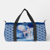 ユニコーン飛んでいるウマの滝パーソナライズされた ダッフルバッグ (正面)