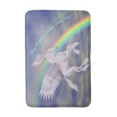 ユニコーン飛んでいるオーバーレインボードリームズファンタジー馬 バスマット (正面縦)