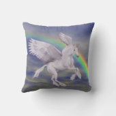 ユニコーン飛んでいるレインボーファンタジーアート クッション (裏面)