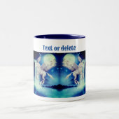 ユニコーン飛んでいる滝ファンタジーパーソナライズされた ツートーンマグカップ (中央)