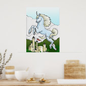 ユニコーン飛んでいる&キャッスルファンタジーアートポスター ポスター (キッチン)