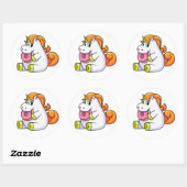 ユニコーン食べ物のドーナツのステッカー ラウンドシール (シート)