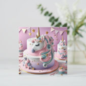 ユニコーン飾子供の誕生日ケーキ カード (スタンド正面)