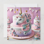 ユニコーン飾子供の誕生日ケーキ カード (正面)