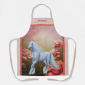 ユニコーン馬とバラ パーソナライズされた エプロン (正面)