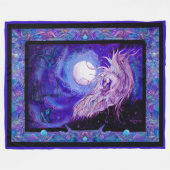 ユニコーン馬ポニーウマ科のパープルブルーpegasus eque フリースブランケット (正面(横))