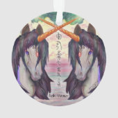 ユニコーン馬ポニーウマ科のペガサス翼霊気 オーナメント (裏面)