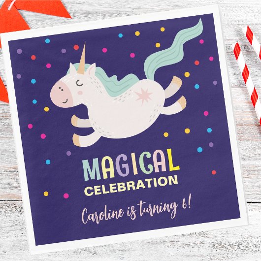 ユニコーン魔法お祝い誕生日 スタンダードランチョンナプキン
