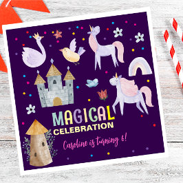 ユニコーン魔法お祝い誕生日 スタンダードランチョンナプキン