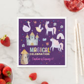 ユニコーン魔法お祝い誕生日 スタンダードランチョンナプキン (インサイチュ)