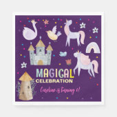 ユニコーン魔法お祝い誕生日 スタンダードランチョンナプキン (正面)
