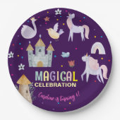 ユニコーン魔法お祝い誕生日 ペーパープレート (正面)