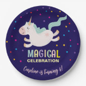 ユニコーン魔法お祝い誕生日 ペーパープレート (正面)